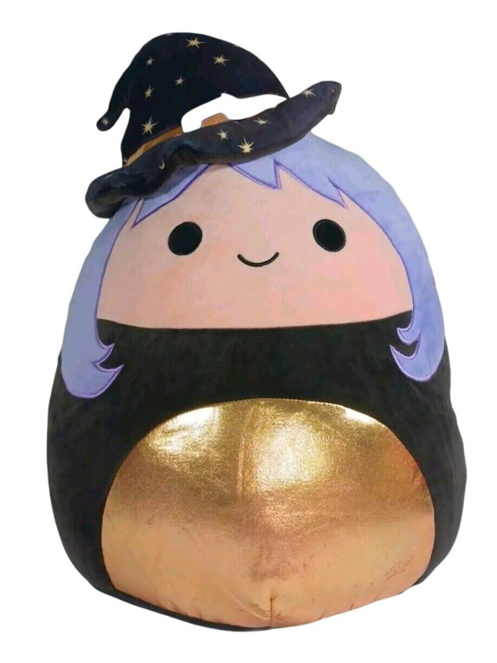 NWT Squishmallow 18" Voodie Purple Halloween Witch Kellytoy 18" Plush Gold Lame